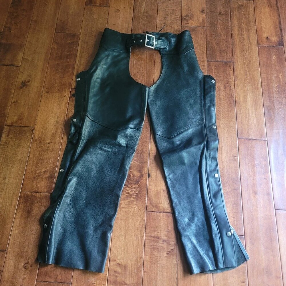 Kerr Company Black Leather Chaps Size L Women's Motorcycle Riding Pants